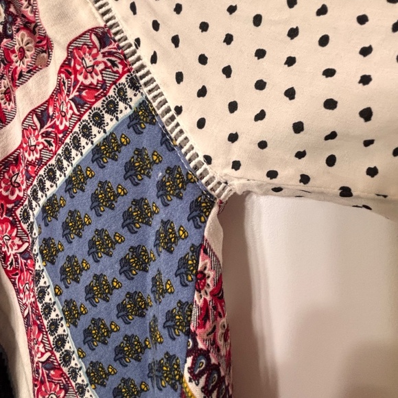 Beulah oversize boho flowy multiprint patchwork pullover blouse size S - Picture 4 of 13